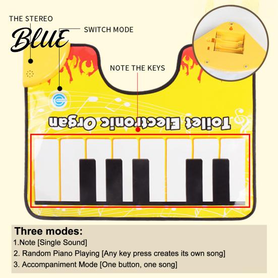 Toilet Piano Mat with Anti-Slip Backing Waterproof Auto-Off Electronic Keyboard Mat Toe Tapping Floor Musical for Bathroom