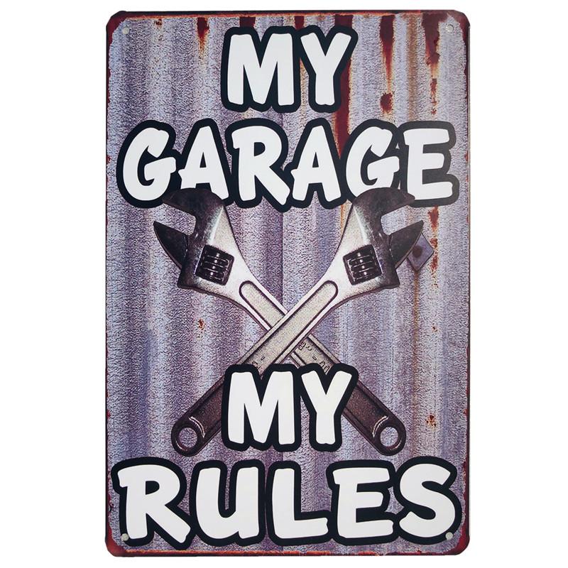 Mfoever Tin Sign Vintage Garage Route  Metal Tin Sign Set Retro Mechanic Repair Workshop Wall Art Decor for Man Cave Bar Pub Rustic Iron Painti