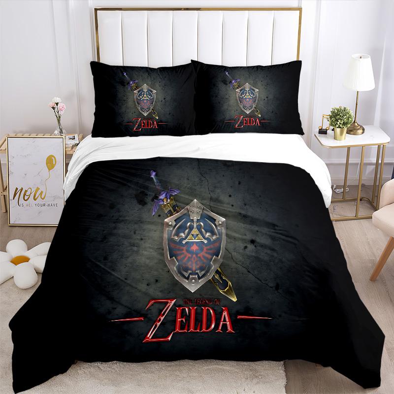 Legend Zelda Sword Shield Print 3Pcs Bedding Setduvet Cover With 2 Bedropillowcase Home Birthday Gift