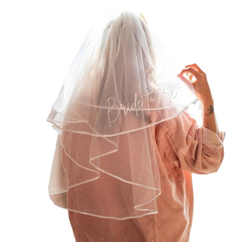 

Свадебные фаты из тюля Фата невесты с принтом букв Для девичника, холостяцкой вечеринки, вечеринки-сбора Головной убор 1