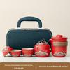 Portable Ceramic Tea Set: One Pot, Four Cups - Ideal for Camping and Solo Quick-Brew