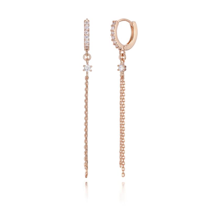 

CRANNE 14K Luxury Cubic Chain Earrings (Gold Pin) C24EGP201 rose gold