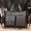 Men's Genuine Leather Laptop Briefcase 16-Inch: Spacious Cowhide Crossbody Shoulder Bag