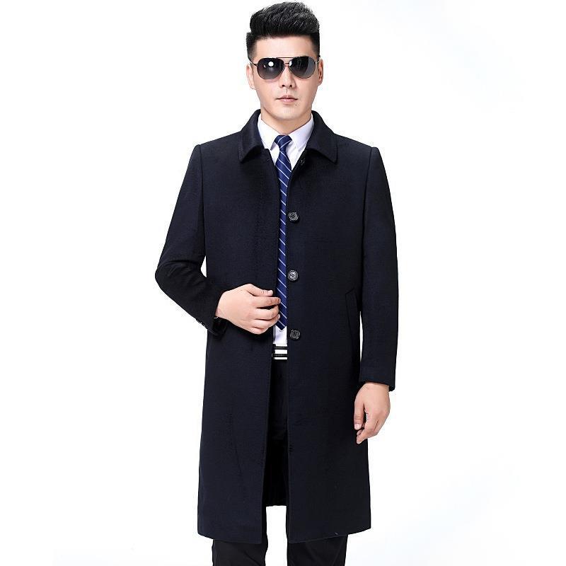 Men's Cashmere Coat Long Light Business Casual Middle-aged Dad Coat Men's Wool Coat