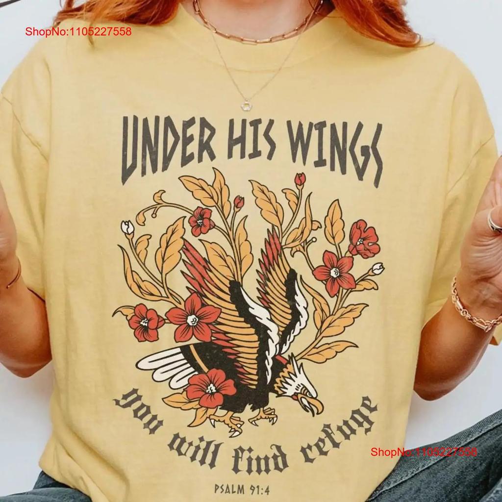 Under His Wings Christian Eagle T Shirt Psalm 91 Jesus Scripture Gospel Merch Adult Baptism Vintage Stylish