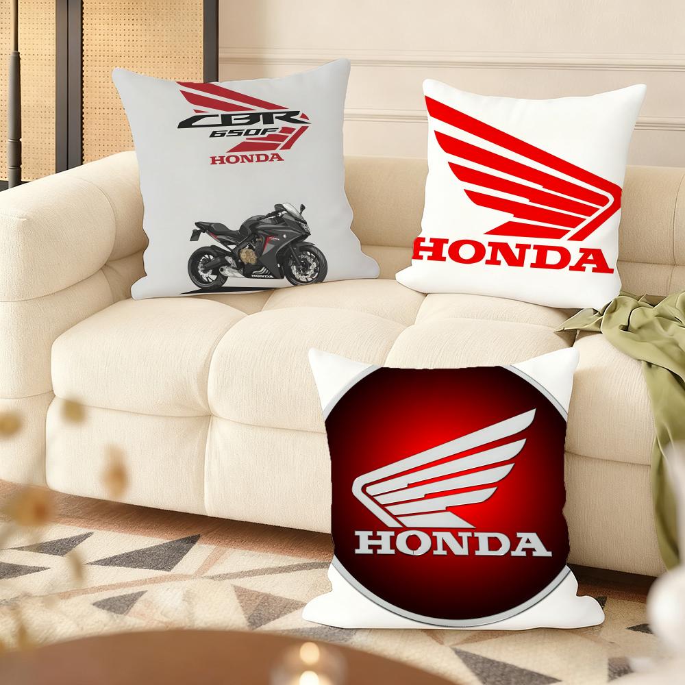 H-H-Honda Motocyklový Potah na Polštář Hedvábný Krátký Plyš Potah na Polštář Domácí Pohovku - Neviditelný Zip Domácí Dekorace