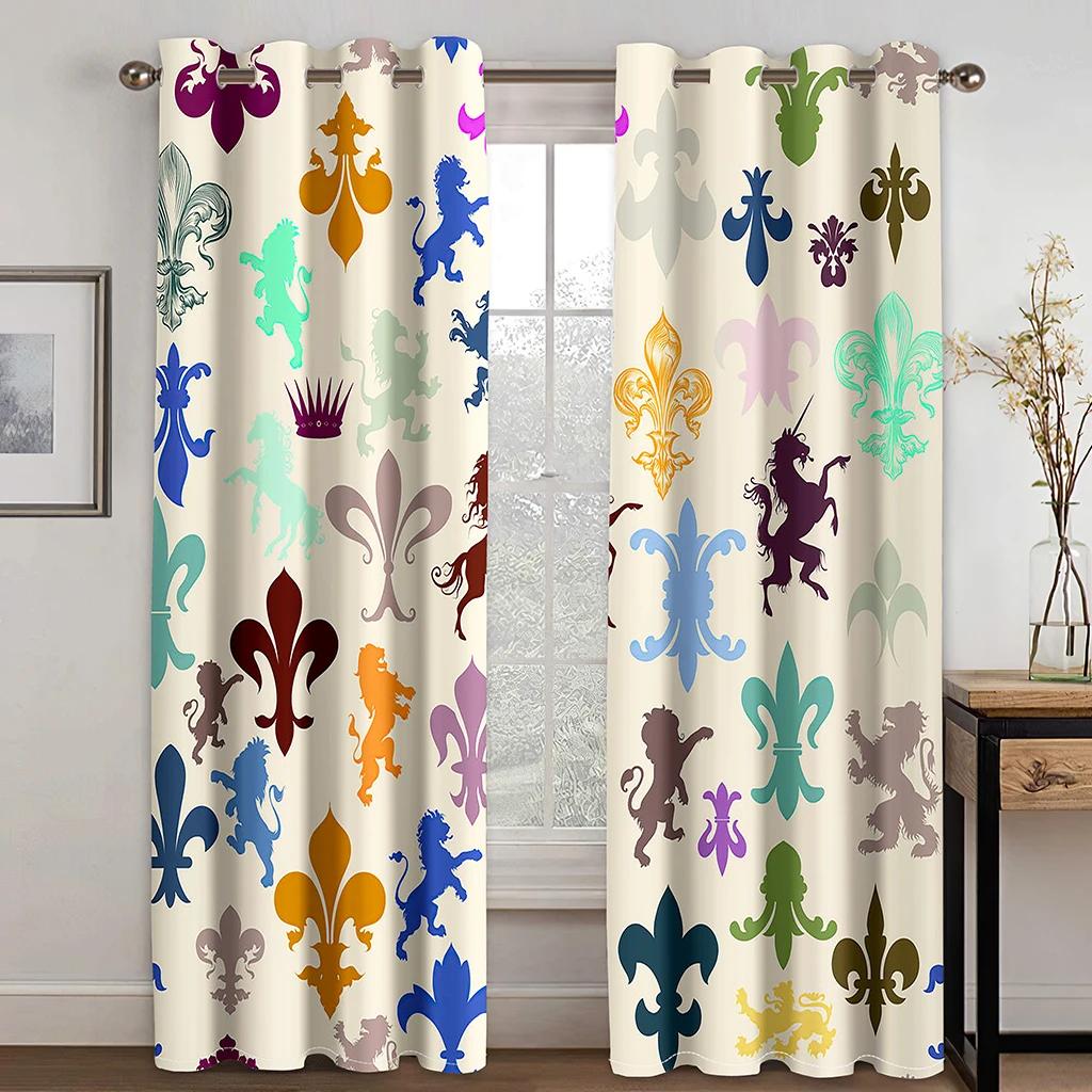 3D Printing Rainbow Cute Animal Cheap Cartoon Children's Thin Window Curtains for Girls Boys Living Room Bedroom Decor 2 Panels