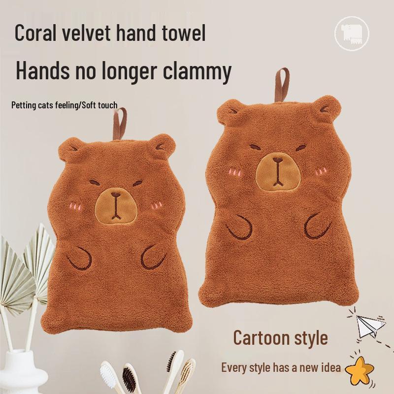 Capybara Cartoon Quick-Dry, Absorbent Hanging Hand Towel - Lint-Free, Thickened for Kitchen & Kids