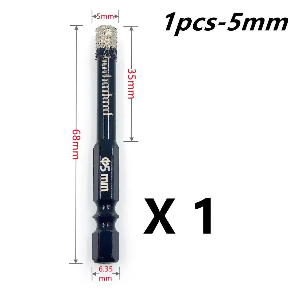 Hexagonal Shank Brazed Dry Diamond Drill Bit 5‑16mm Hole Saw for Granite Porcelain Stone, Professional Sharp Hole Opener Cutter