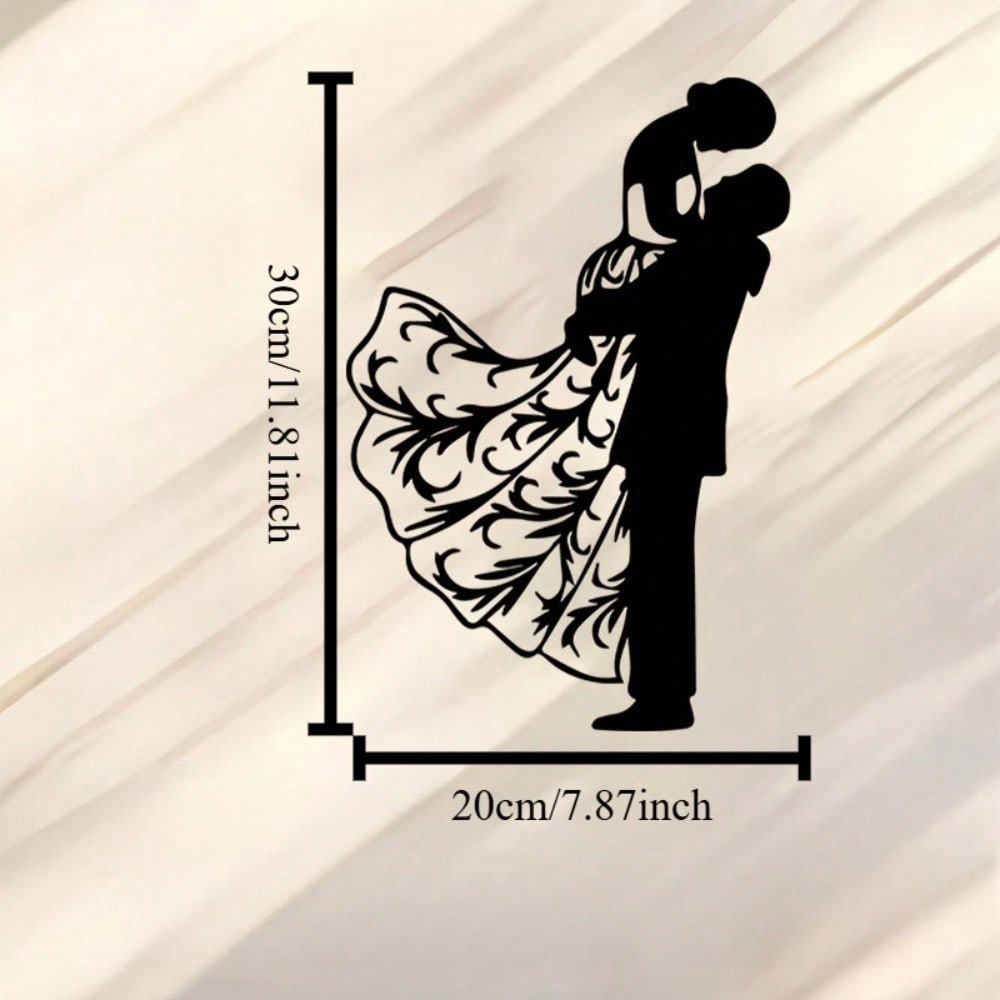 Romantic Wedding Couple Metal Wall Art, Rust-Resistant Iron Mural for Bedroom & Garden Gift