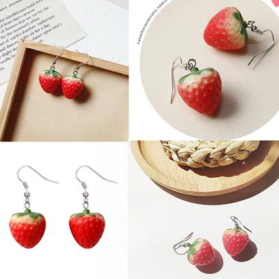 Trendy All-Match Unique Red Fashionable Strawberry Pendant Earrings Stylish Jewelry Cute