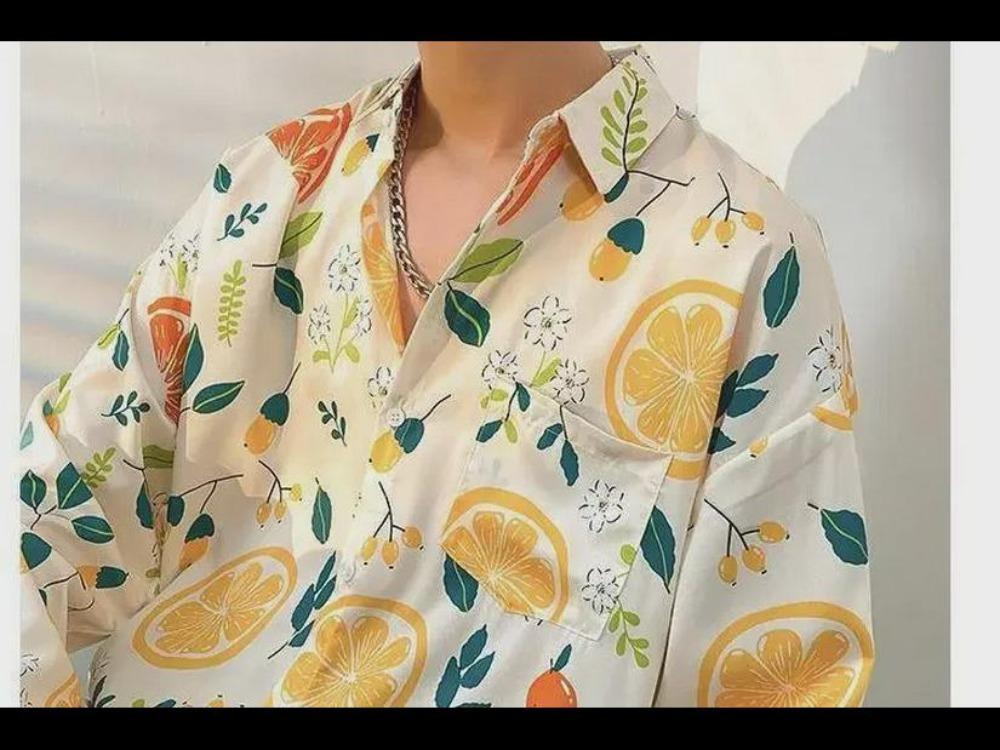 Retro Hong Kong Style Men's Floral Shirt Casual All-Match Jacket Japanese Korean Style Trendy Spring Autumn Fashion