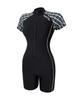 TS SPORTS Women'S Zip-Up Short Sleeve Three-Part Half-Body Swimsuit M23023