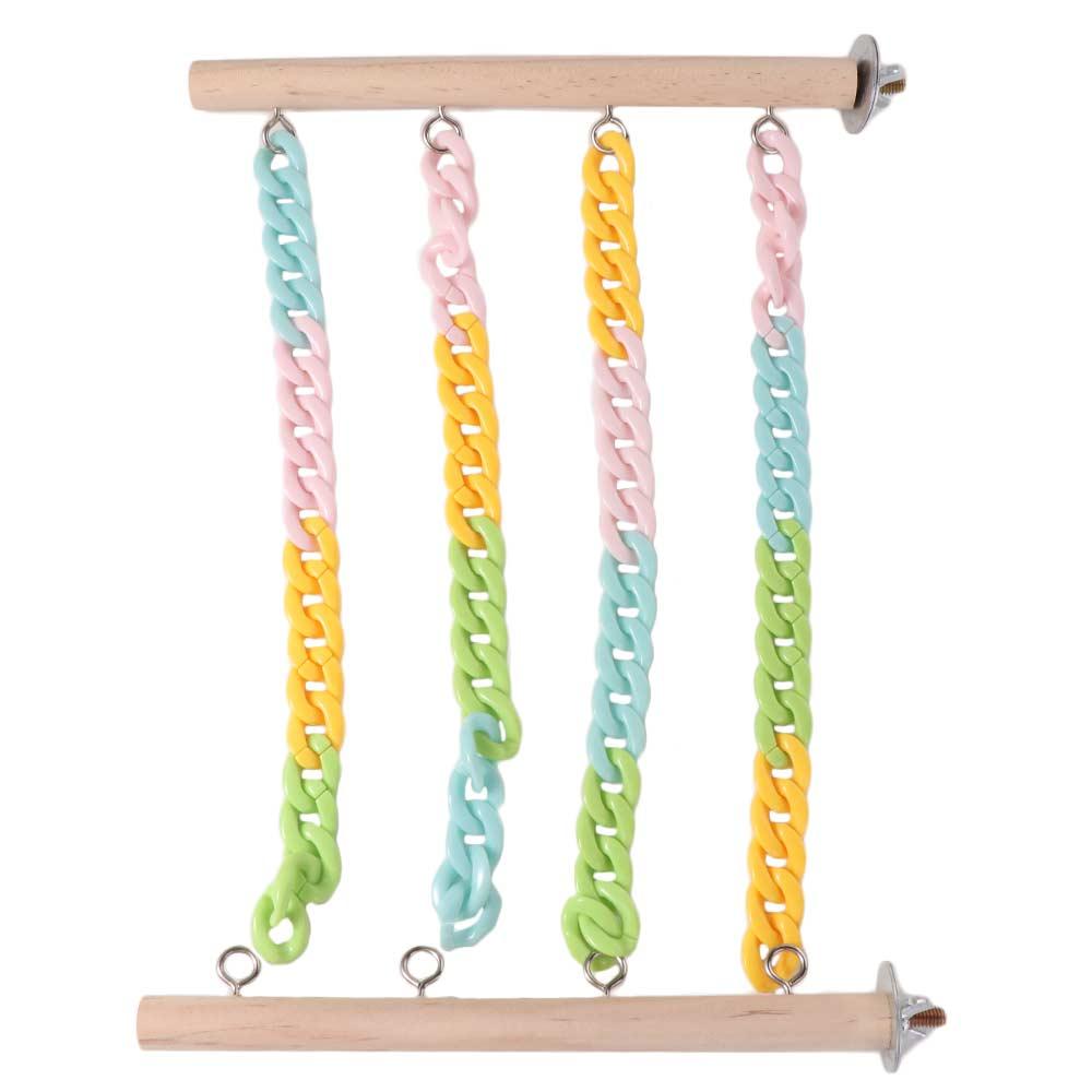 Colorful Chains Mice Rope Swing Stand Natural Wood Climbers  For Sugar Gliders Rats Hamsters
