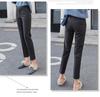 Women's High-Waisted Wool Blend Fleece-Lined Cropped Pants - Autum/Winter Casual Straight Leg