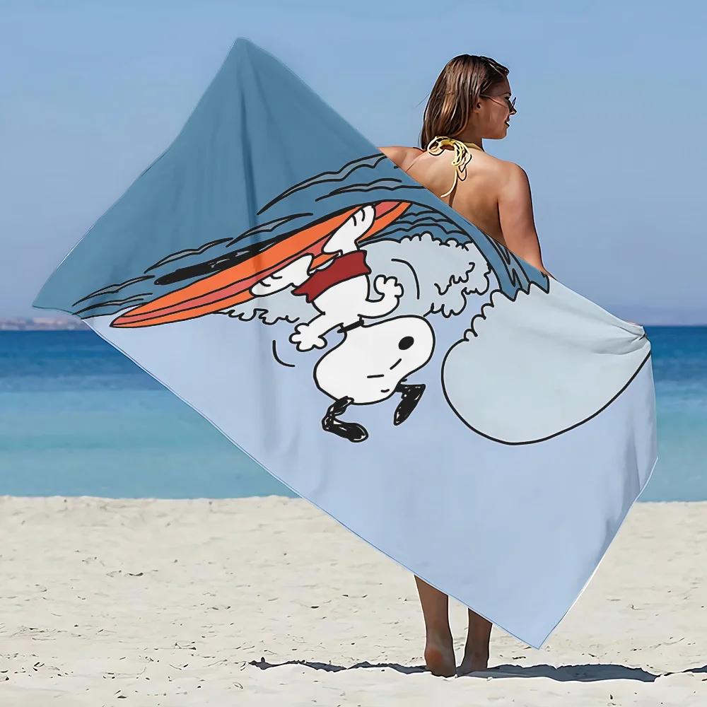 Cartoon Dog Snoopies Beach Towel Microfiber Sand Free Quick Dry Sandproof Pool Towels Gift for Women Travel Gym Shower Camping