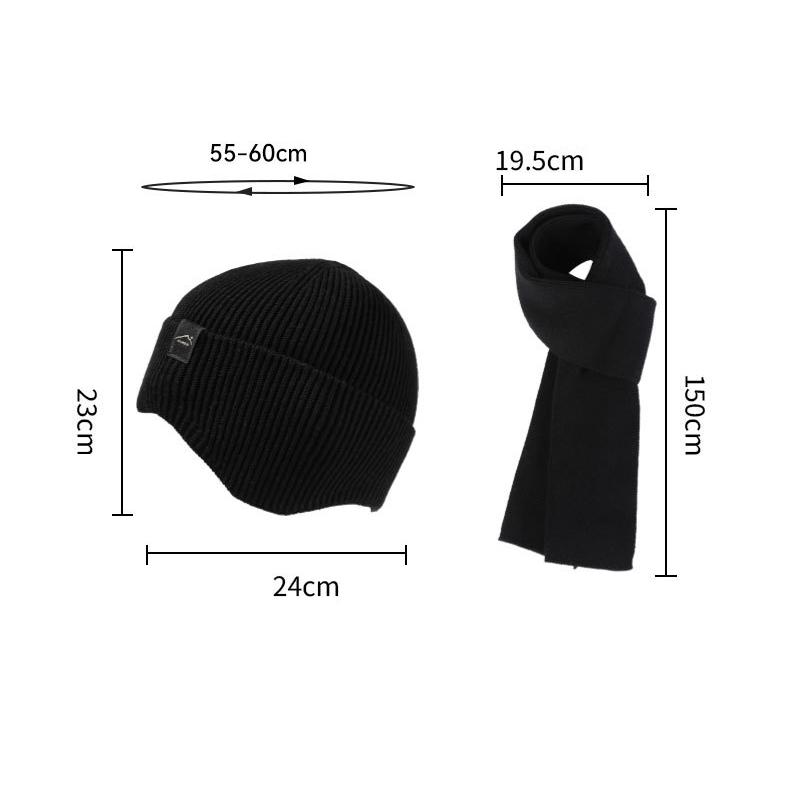 Thin Knitted Hat Scarf Kit Autumn Winter Outdoor Sports Ear Protection Warm Pullover Wool Hat for Men