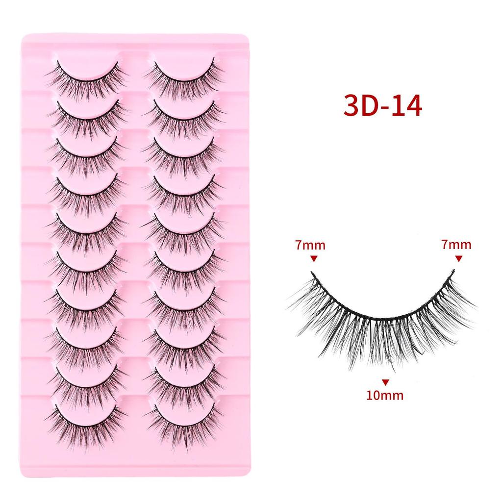 Ten Pairs of 3D Synthetic Fiber False Eyelashes: Bold European and American Style with Thick, Curled Volume