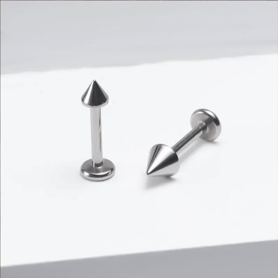 F-136 Titanium Internal Thread Lip and Ear Studs - Cone Shape Devil Piercing Jewelry