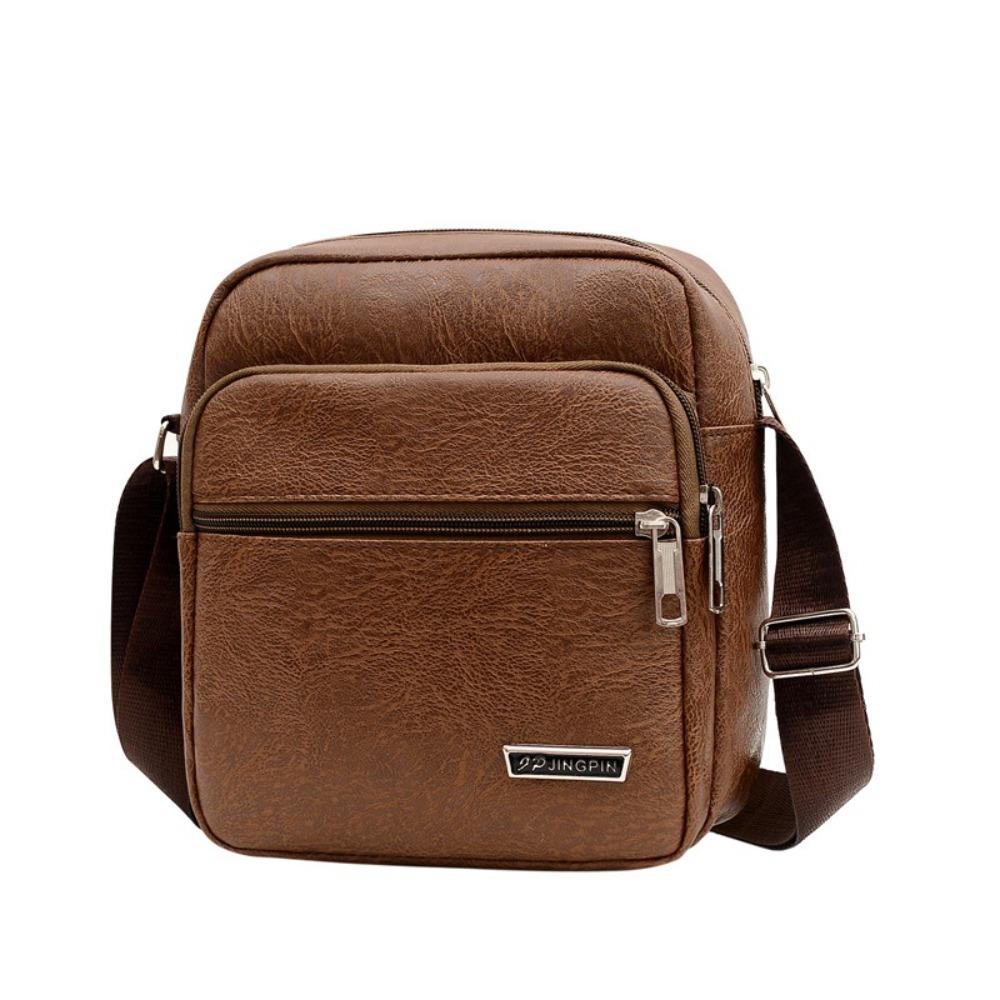 

PU Shoulder Bag Zipper Men Business Bag Trendy Leather Crossbody Bag Boys коричневый