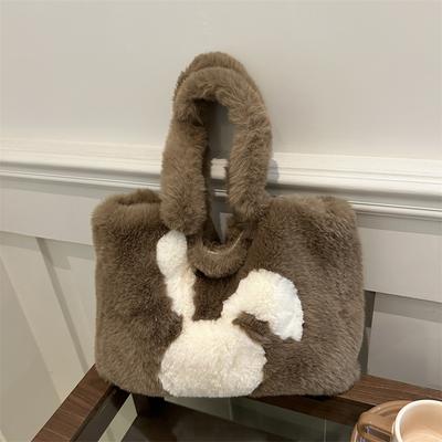 Simple Plush Shoulder Messenger Bag Bag Women'S Simple Small Fresh Tote Handbag Tide