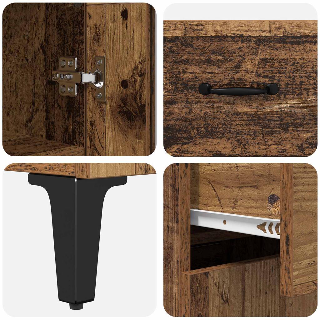 Wall Mounted Highboard Reclaimed Wood Look 69.5 x 34 x 180 cm Engineered Wood