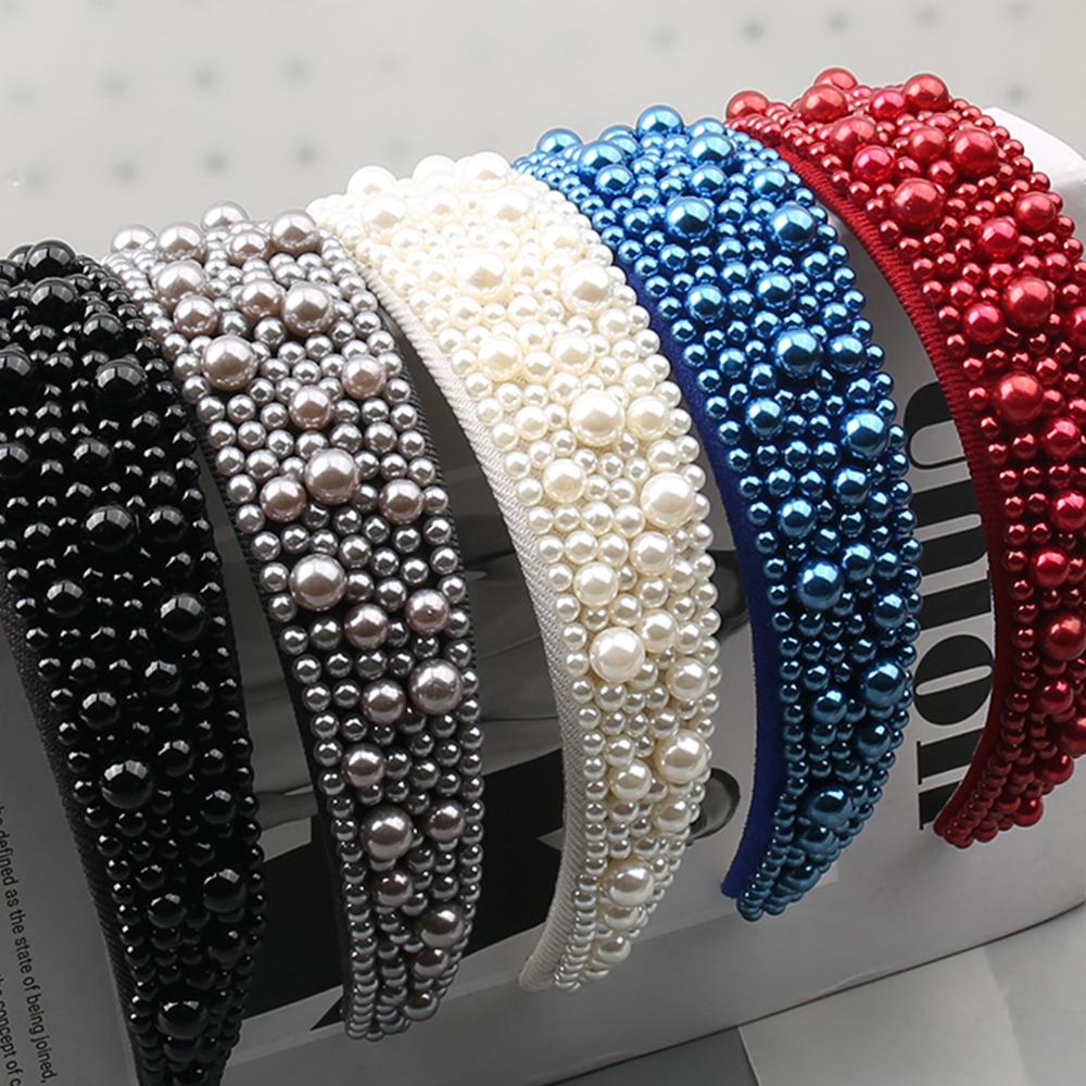 Hotselling Item Pearl Sponge Headband Handmade Nail Bead Multi-color Flower Hair Hoop Versatile and Fashionable Hair Accessories