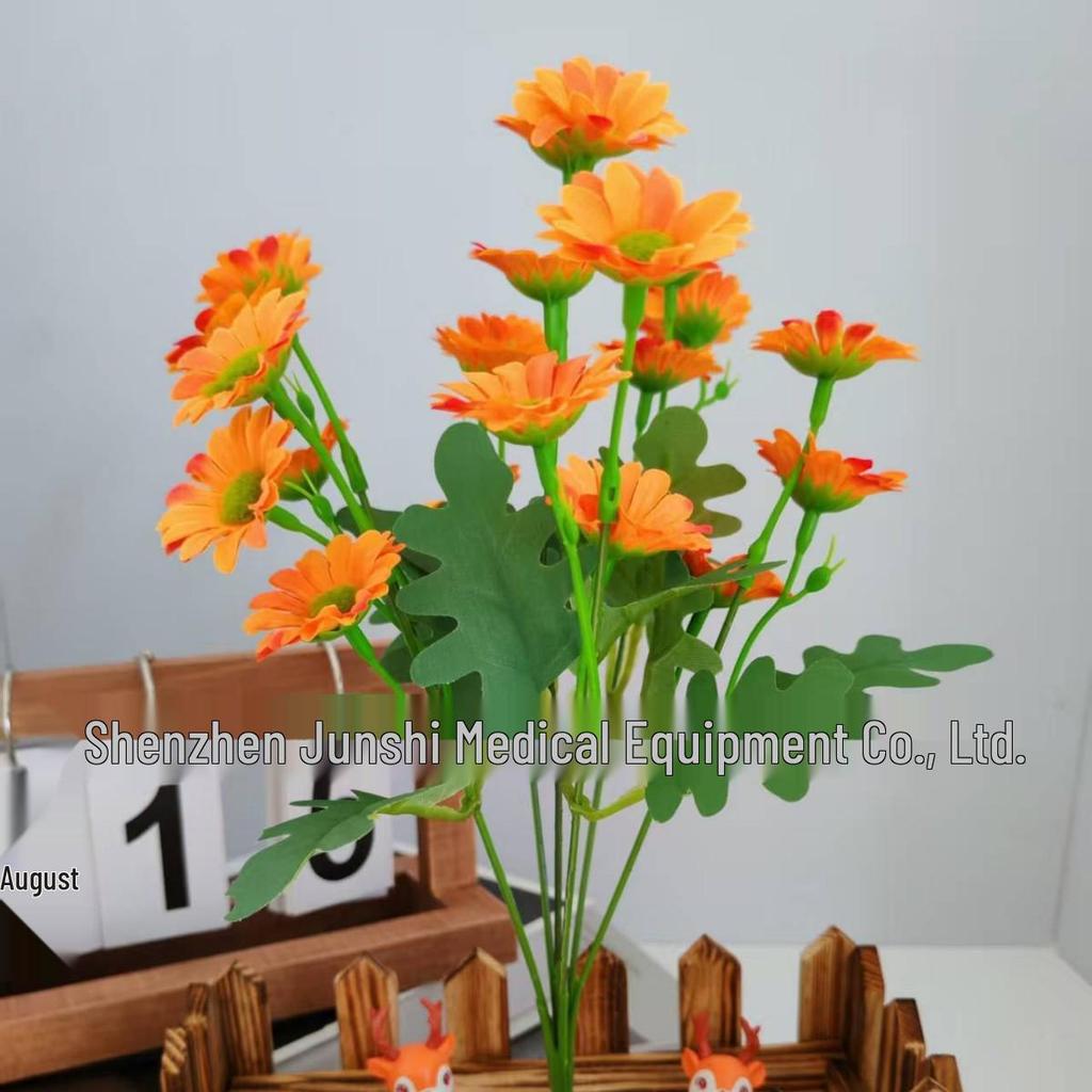 Sonnenuntergangs-Chrysanthemen-Strauß: 5 Farben, 7 Stiele, 21 künstliche Blumen für den Muttertag oder die Herbst-Veranda-Dekoration