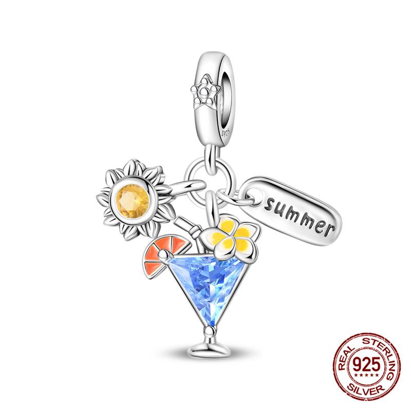 New 100% Copper Summer Cocktail Leisure Time Charms Fit Originalbracelet Diy Jewelry Making Women Gift