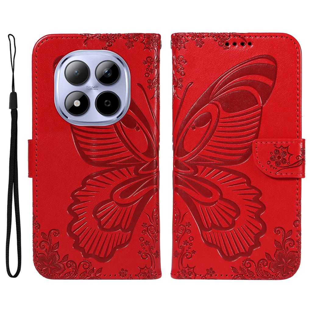 For Xiaomi Redmi Note 15 Pro 5G (Global) Case Butterfly Pattern PU Leather Folio Flip Phone Cover -  Blue