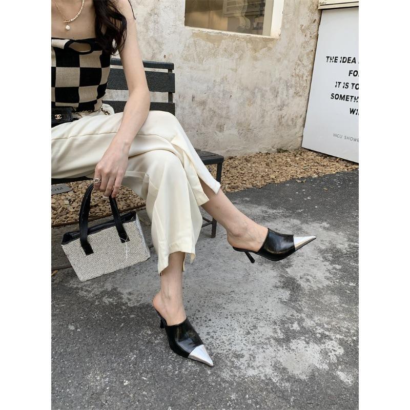 Fashion 2025 New Boutique Autumn High-heeled Slippers Style High-end Stiletto Pointed Toe Women's Shoes Best-selling Fashion Slippers