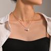 Personalized Ins Style, Simple Special-shaped Pearl Pendant, Double-layer Metal Women's Necklace.