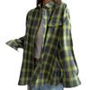 Women Shirt Lapel Long Sleeve Flap Pockets Single Breasted Shirt Plaid Print Loose Fit Breathable Comfortable Casual Fit Shirt