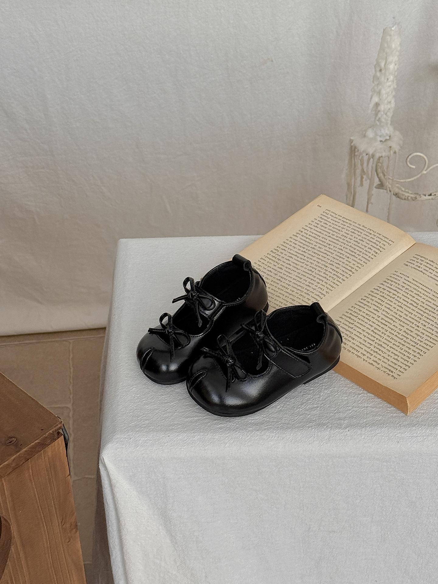 

XSHX Балетки кожаные | Осенняя девочка Устойчивый Малыш Вэньчжоу Одноклассник Бант Ретро Y2K Резиновая подошва Милый 20