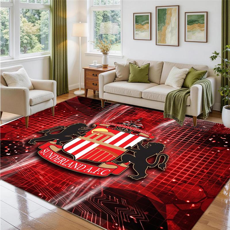 Sunderland Football Design Crystal Velvet Rug Soft Decorative Mat for Bedroom Entrance