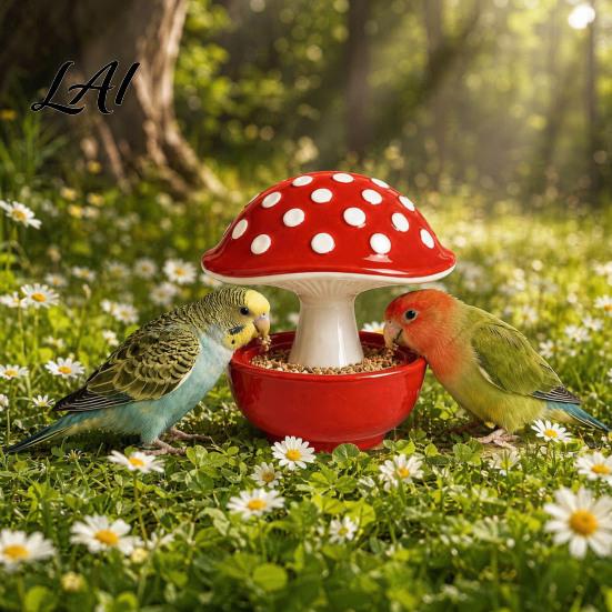 Corrosion Resistant Bird Feeder Resin Mushroom Feeder Spill Proof No Mess Cage