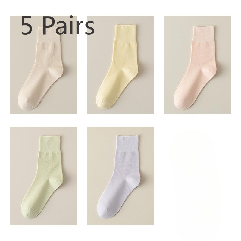 

5 пар женских летних тонких хлопковых бесшовных носков-труб без катышков 5 Pairs