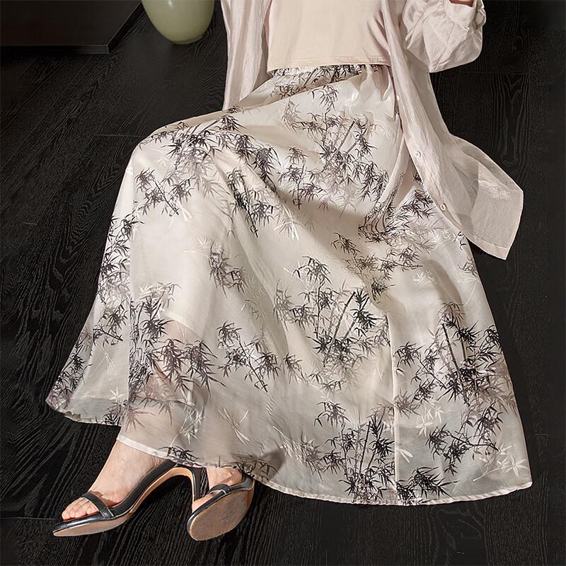 Sibaishe Elegant Floral Print Midi Skirt