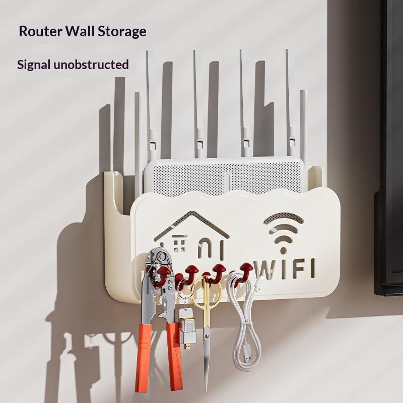 Kabelloser WLAN-Router-Regal-Aufbewahrungsbox Wandmontage ABS-Kunststoff Organizer-Box Kabel-Stromhalter Organizer-Box Heimdekoration