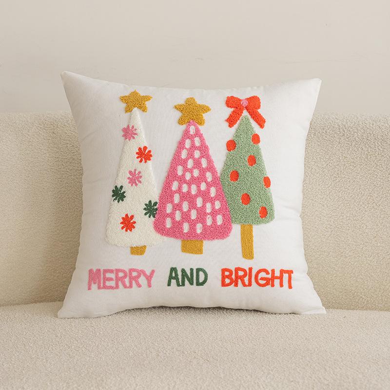 New Christmas Pillowcase Towel Embroidered Core-free Pillow Living Room Sofa Cushion Bedside Pillow