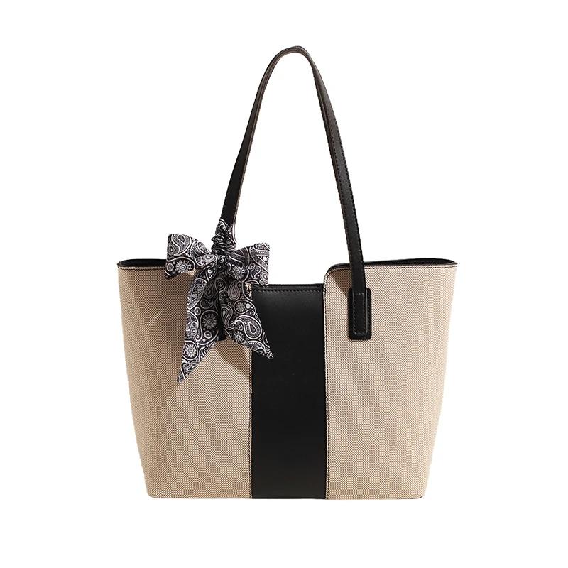 Unique Women's Shoulder Bag Large Capacity Versatile Tote Retro Displacement Bag Large Bag Contrast Fashion Autumn New