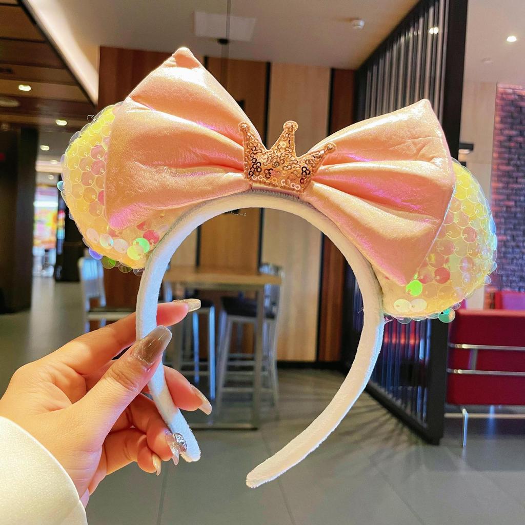 Sparkling Amusement Park Headband Cute High Skull Top Anti Slip Face Wash Bow Headband Headband Hair Accessories for Women