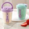 Salatbecher, 501–600 ml, lebensmittelecht, tragbar, auslaufsicheres Design, Salatglas mit Löffel, verbessertes Abflusssystem