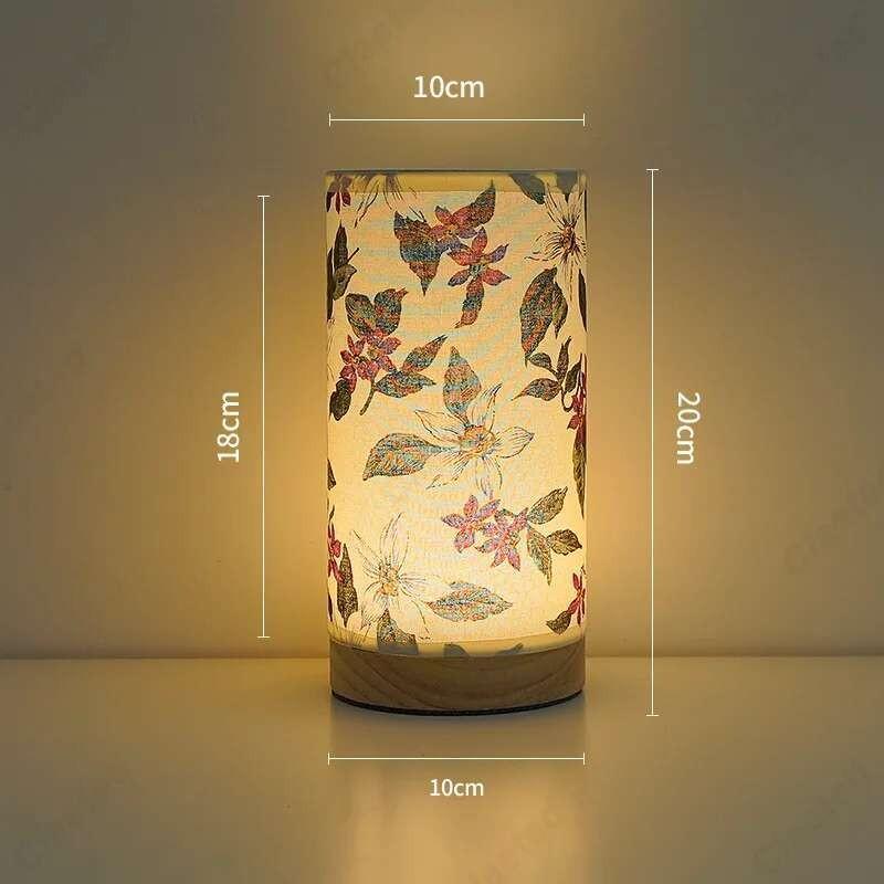 LED Fabric USB Desk Lamp Retro Butterfly Floral Bedside Night Light Bedroom Decor