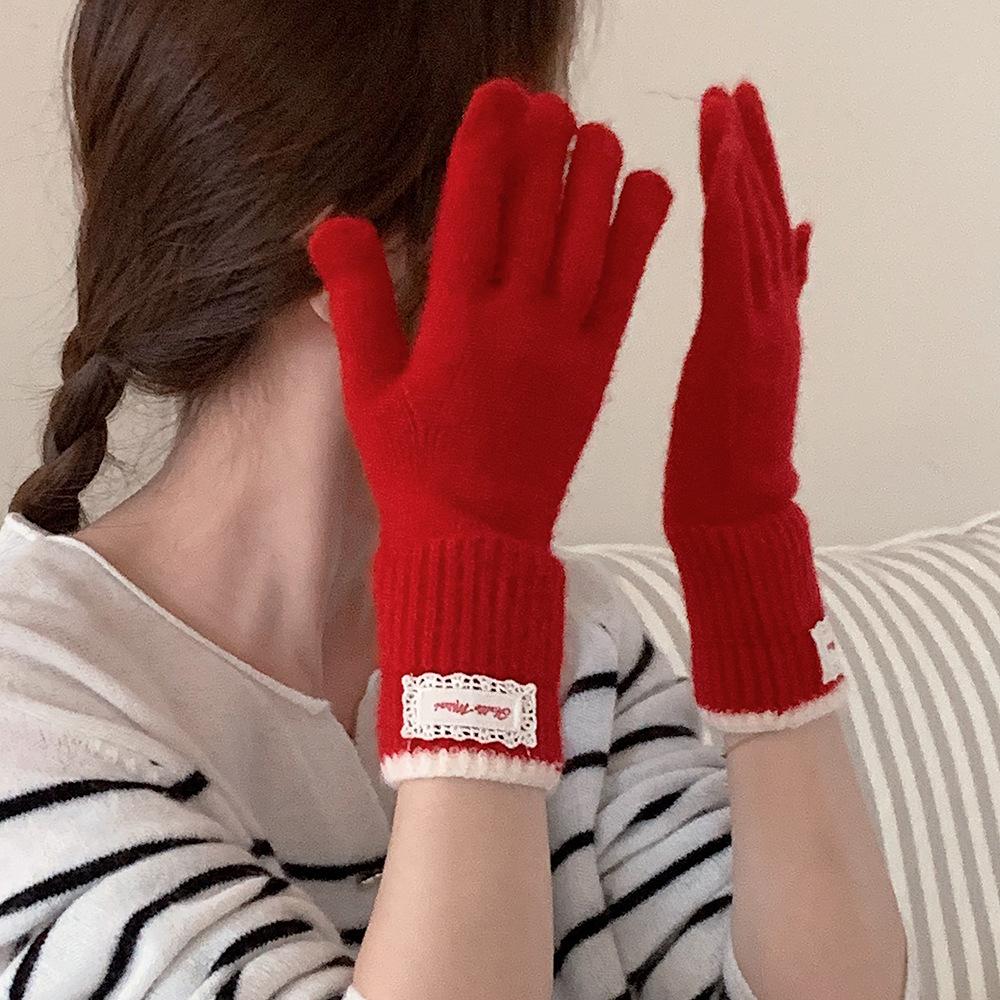 Wool Blend Knitted Gloves, Touchscreen Winter Gloves for Men & Women, Thermal Windproof for Outdoor Cycling, Hiking, Driving
