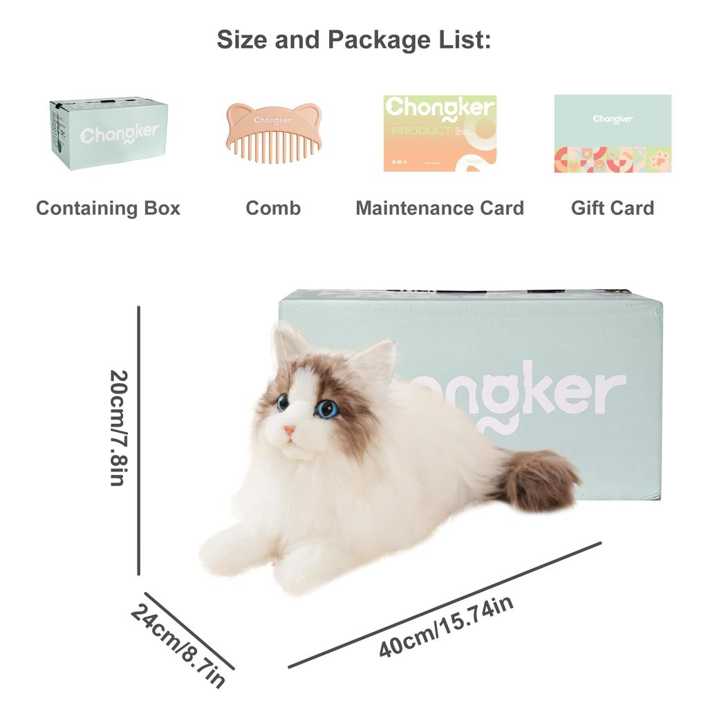 Chongker Realistic and Lifelike Cat Plush Handmade with a Soft Cute and Soothing a Perfect Gift for Cat and Perfect for Birthdays and Anniversaries