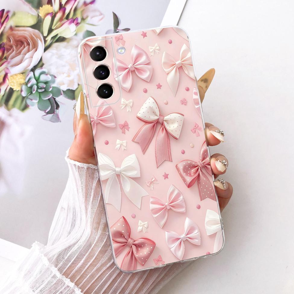 Clear For Samsung S21 Plus Case SM-G996B Aesthetic Luxury Cute Fashion Flower Funny Painted Casing For Samsung Galaxy S21+ Cover