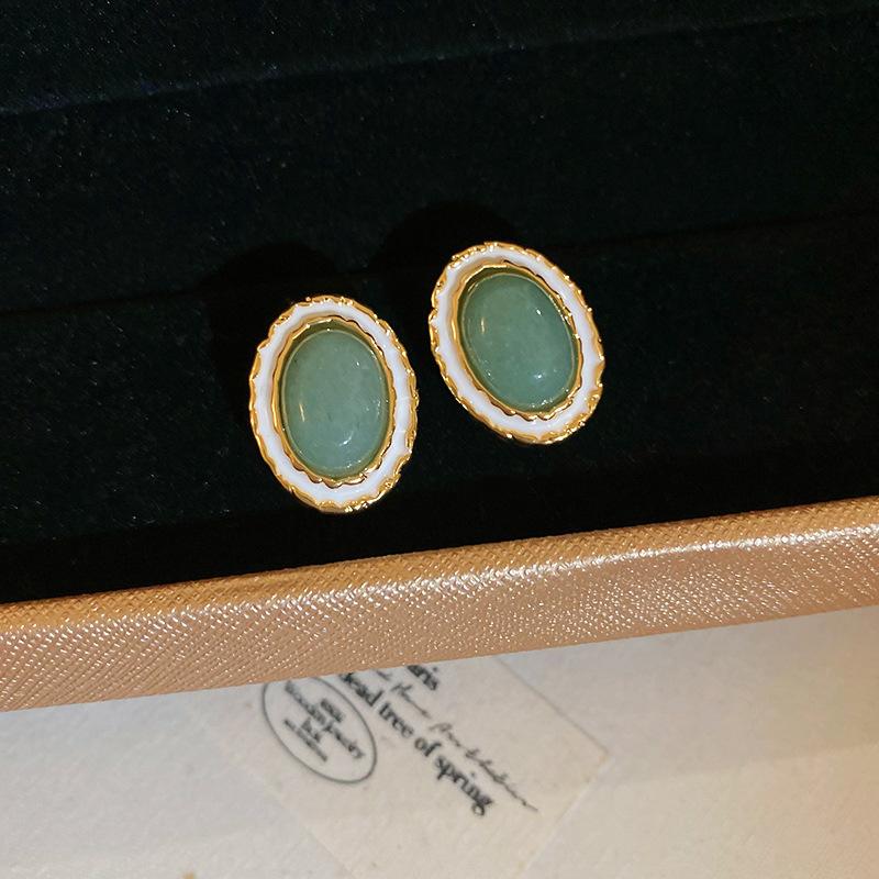 

Drip oval stud earrings casual daily commute versatile earrings light luxury earrings