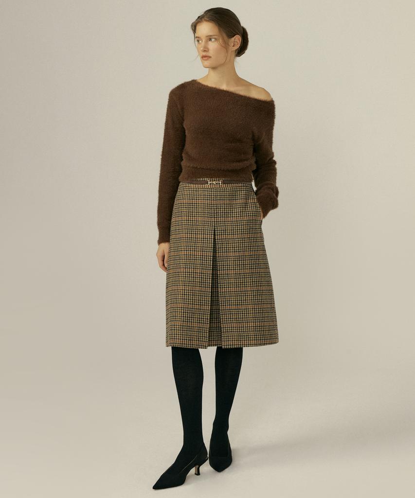 Otte French Check Wool Sk_Brown