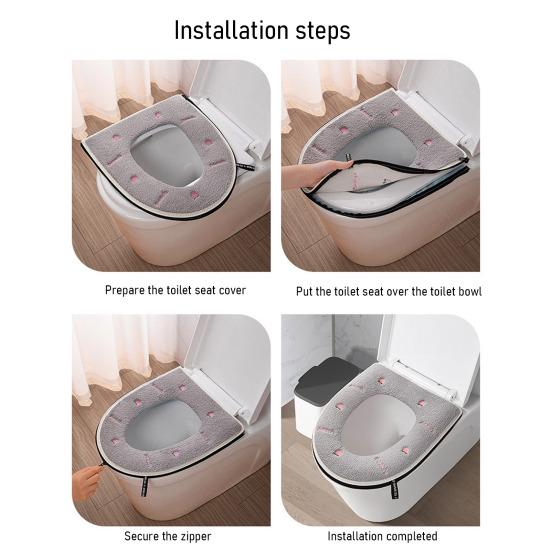 Toilet Seat Cover Soft Stretchable Non-Slip Washable Pad Round Elongated Square Toilet Seat Mat Wrinkle Resistant Toilet Seat